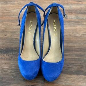 Aldo Blue Suede Heels with Ankle Strap